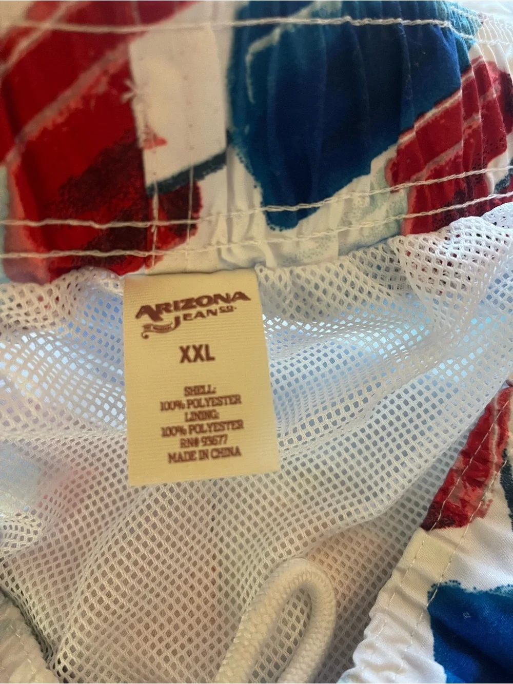 Arizona Jean Company White Swim Trunks with Red and Blue Popsicle Print